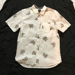 Vans Button Down Shirt Mens Medium White/Floral